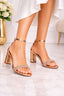 Sandale Dama cu Toc din Piele Eco Lacuita Champagne Cod: L-60 (X0)