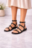 Sandale Dama cu Talpa Joasa din Piele Ecologica Negre Cod: JH520 (X01)