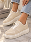 Pantofi Dama Sport din Piele Eco Intoarsa Bej Cod: LA335 (A8)