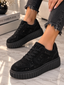 Pantofi Dama Sport din Piele Eco Intoarsa Negrii Cod: LA335 (A3)