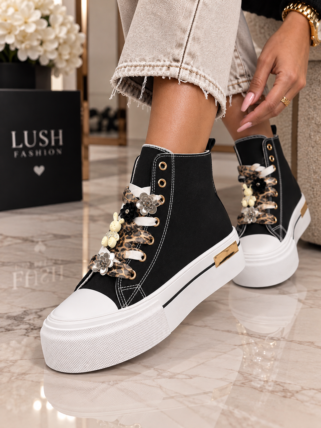 Sneakersi Dama din Denim Negrii Cod: LA310 (A3) Imagine principală a produsului