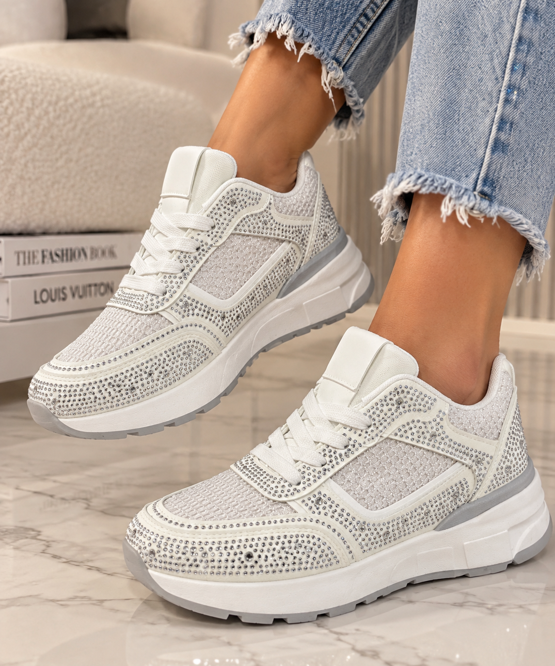 Pantofi Dama Sport din Piele Ecologica Albi Cod: LA838 (A9)