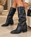 Cizme Dama din Piele Ecologica Negre Cod: YY-88 (B1)