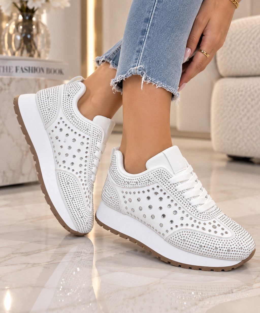 Pantofi Dama Sport din Piele Ecologica Albi Cod: BL662 (A9)