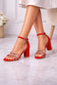 Sandale Dama cu Toc din Piele Eco Intoarsa Rosii Cod: 2339B (X0)