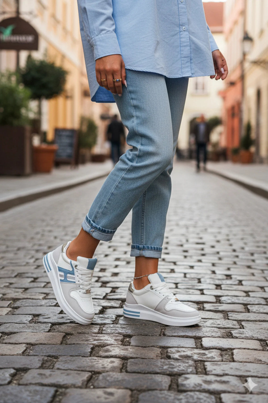Sneakersi Dama din Piele Ecologica Albi  Cod: ABO-1688 (X02)