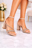 Sandale Dama cu Toc din Piele Eco Intoarsa Bej Cod: 916-8A (X0)