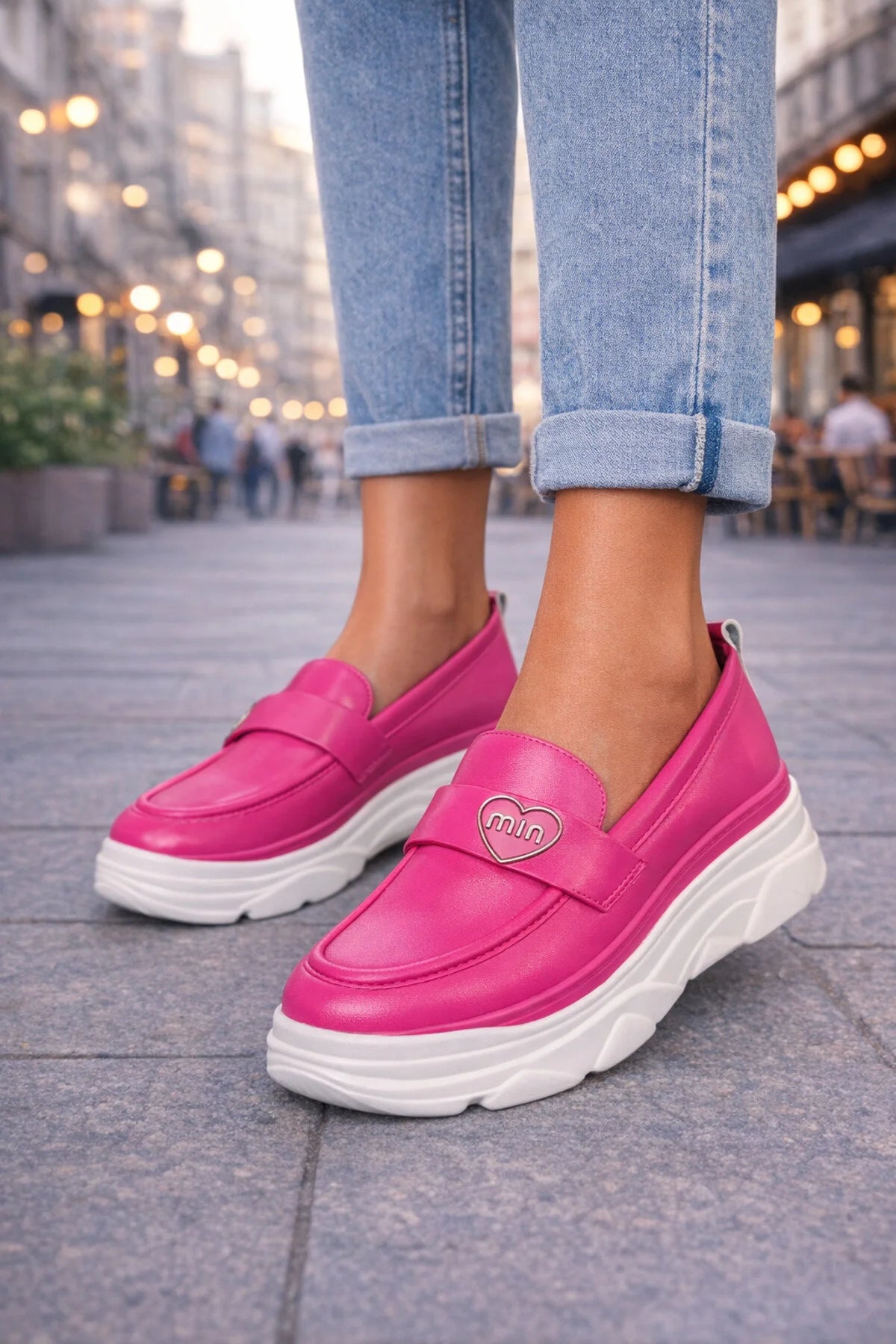 Mocasini Dama din Piele Ecologica Roz Cod: W367-22 (X02) Imagine principală a produsului