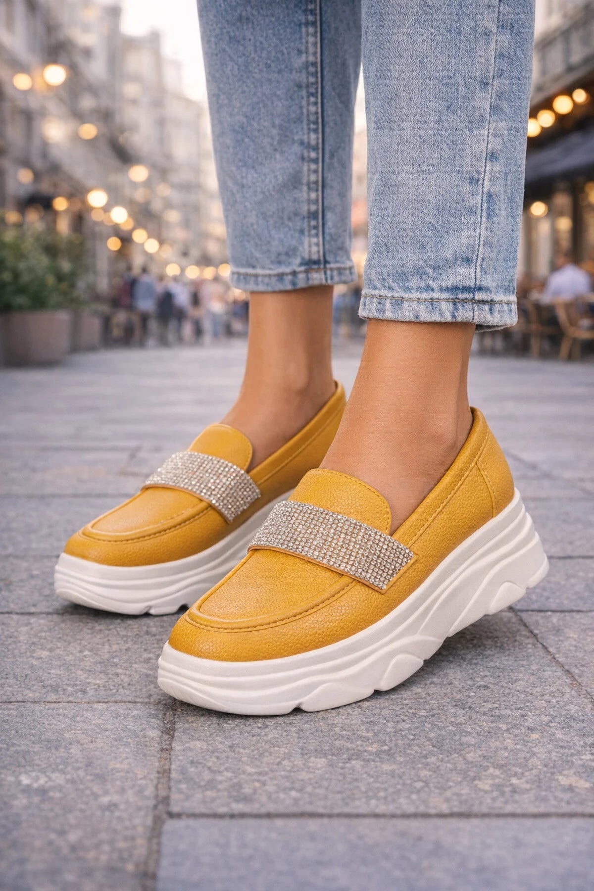 Mocasini Dama din Piele Ecologica Galbeni Cod: W367-21 (X02) Imagine principală a produsului