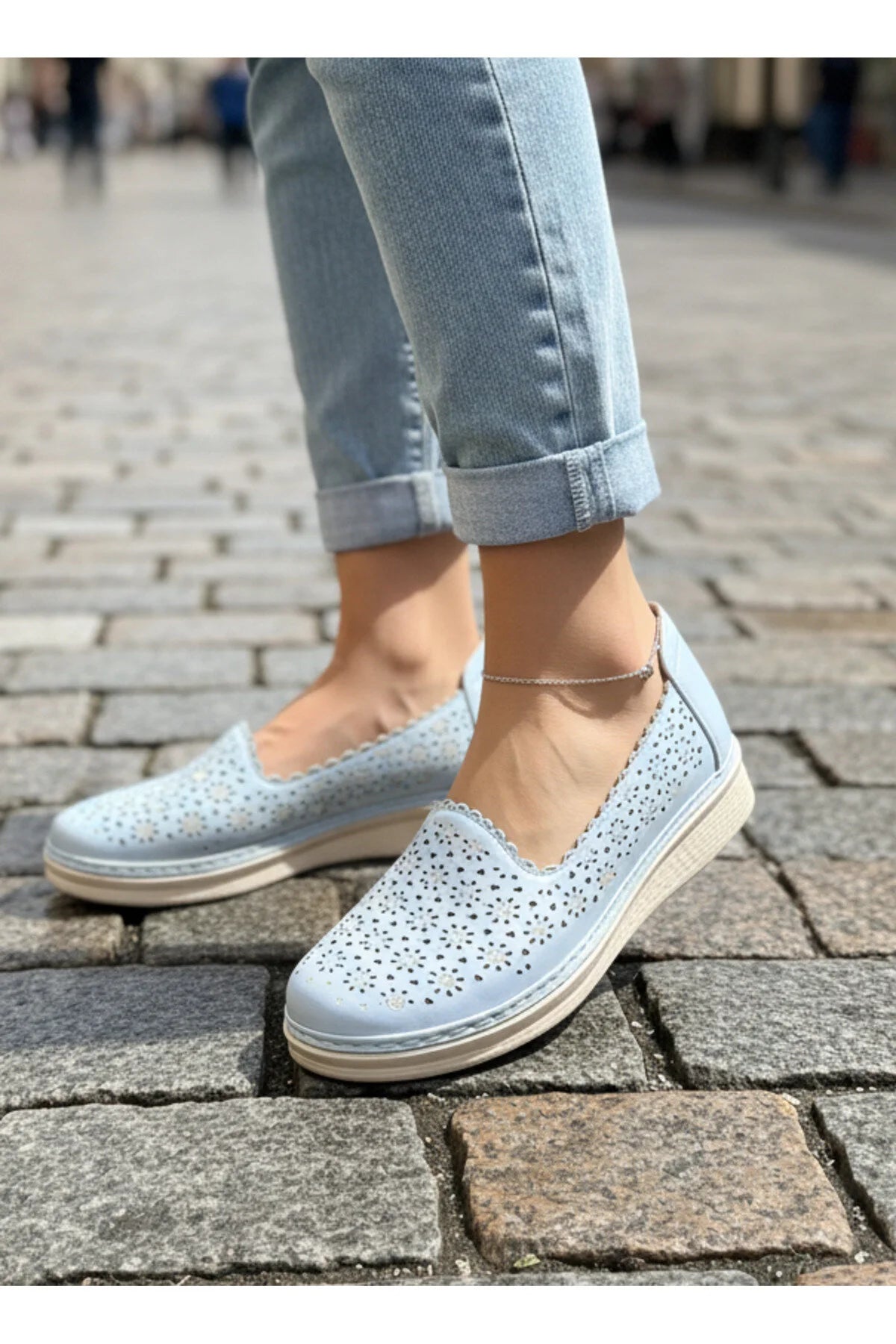 Pantofi Dama Casual din Piele Ecologica Albastri Cod: H58 (X02) Imagine secundară a produsului