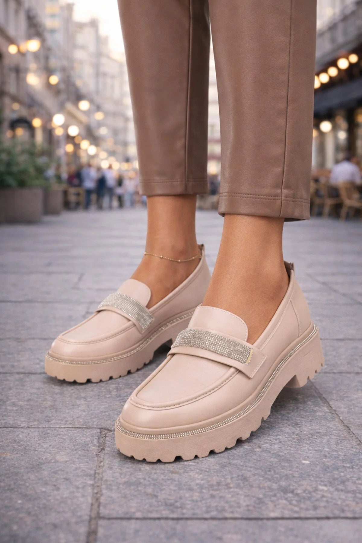 Mocasini Dama din Piele Ecologica Bej Cod: FBB-111A (X02) Imagine principală a produsului