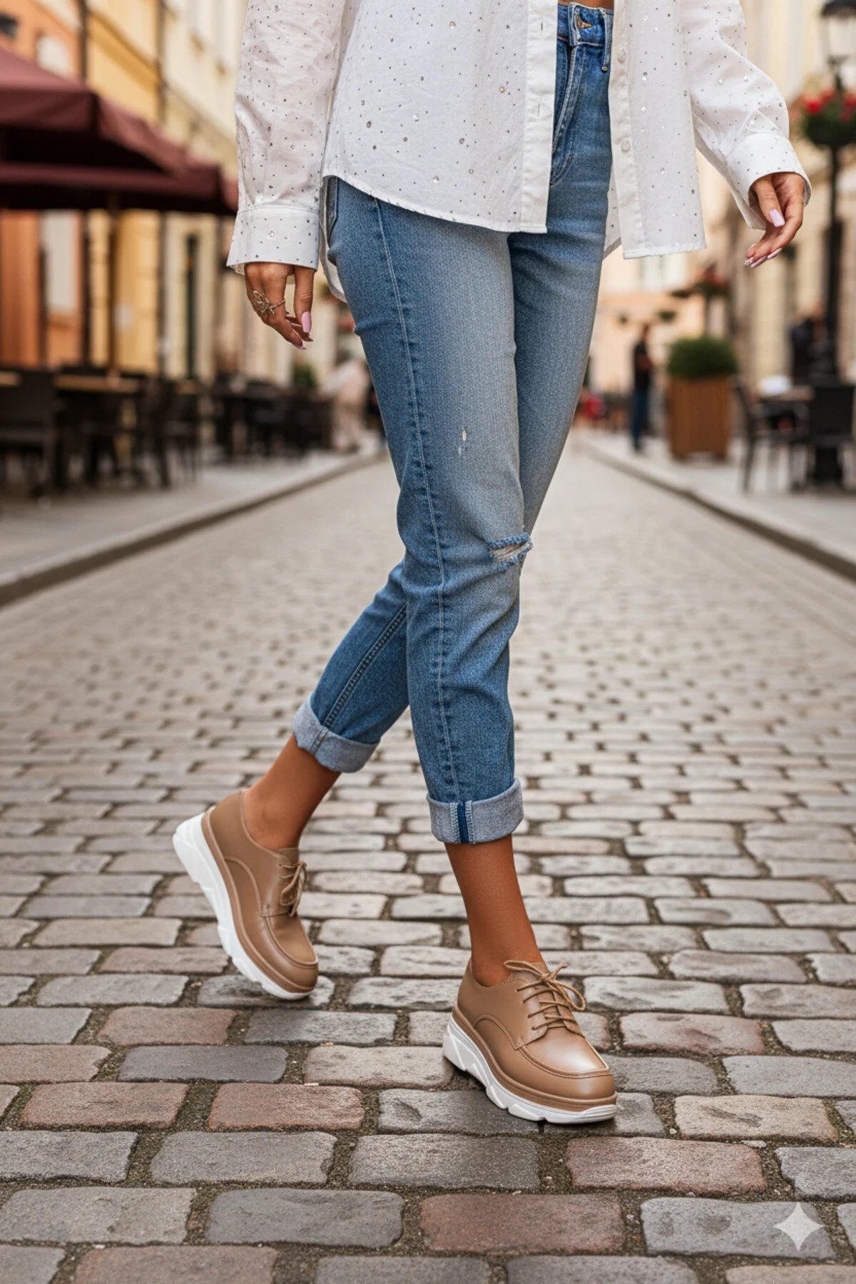 Pantofi Casual Dama din Piele Ecologica Bej Cod: W367-26  (X01) Imagine secundară a produsului