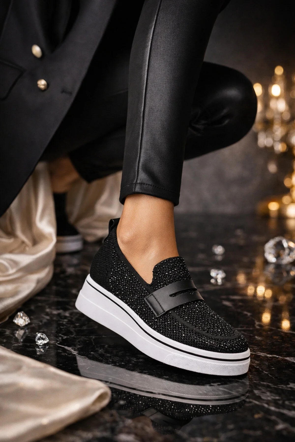 Pantofi Dama Sport din Material Textil Negri Cod: H116 (X02) Imagine principală a produsului