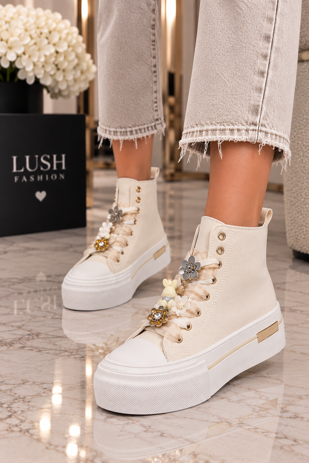 Sneakersi Dama din Denim Bej Cod: LA310 (A4) Imagine principală a produsului
