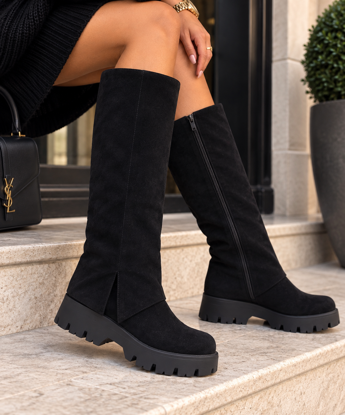 Cizme Dama din Piele Eco Intoarsa Negre Cod: A9970 (B2)