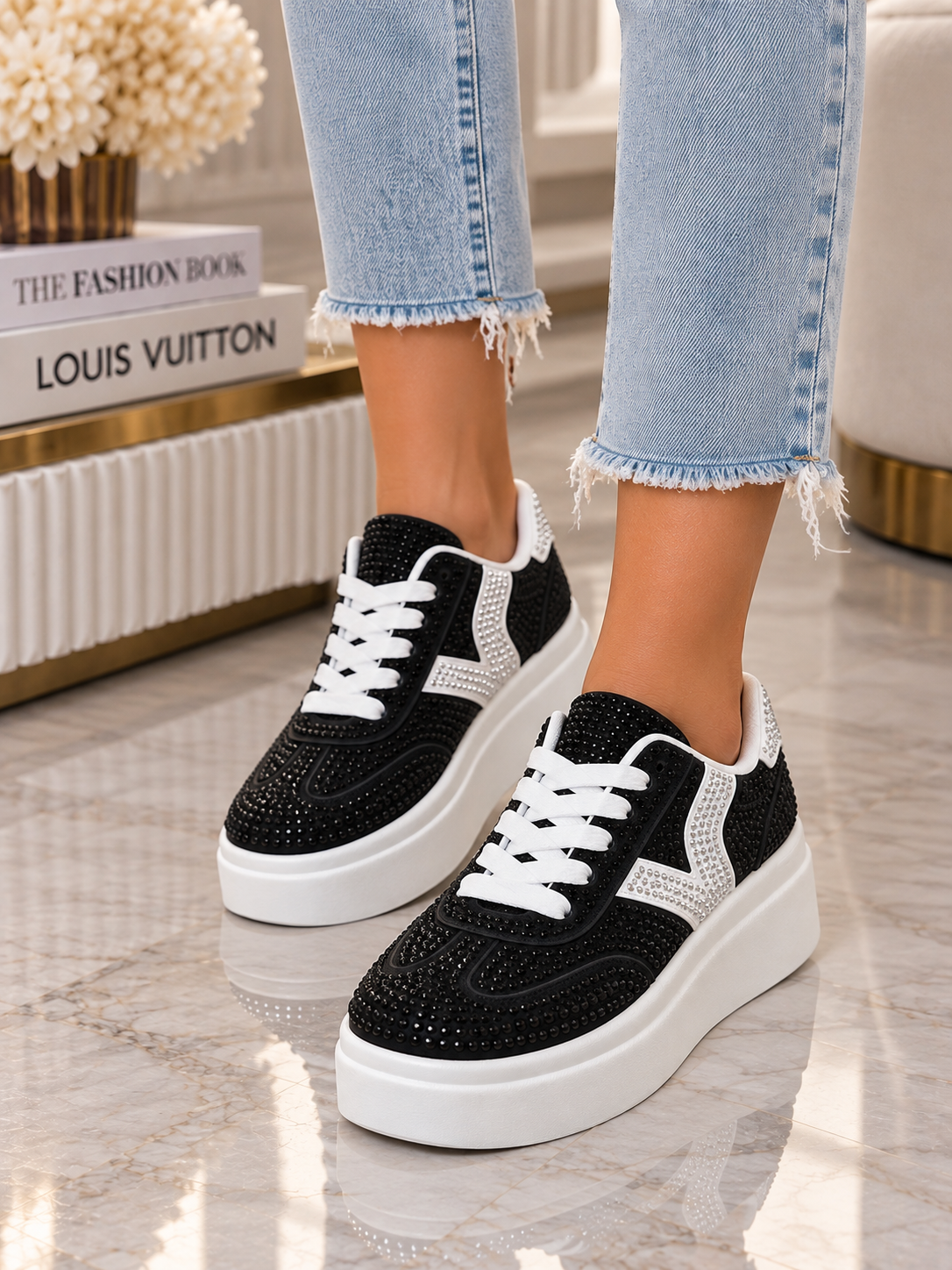 Pantofi Dama Sport din Piele Ecologica Negrii Cod: LA339 (A8)