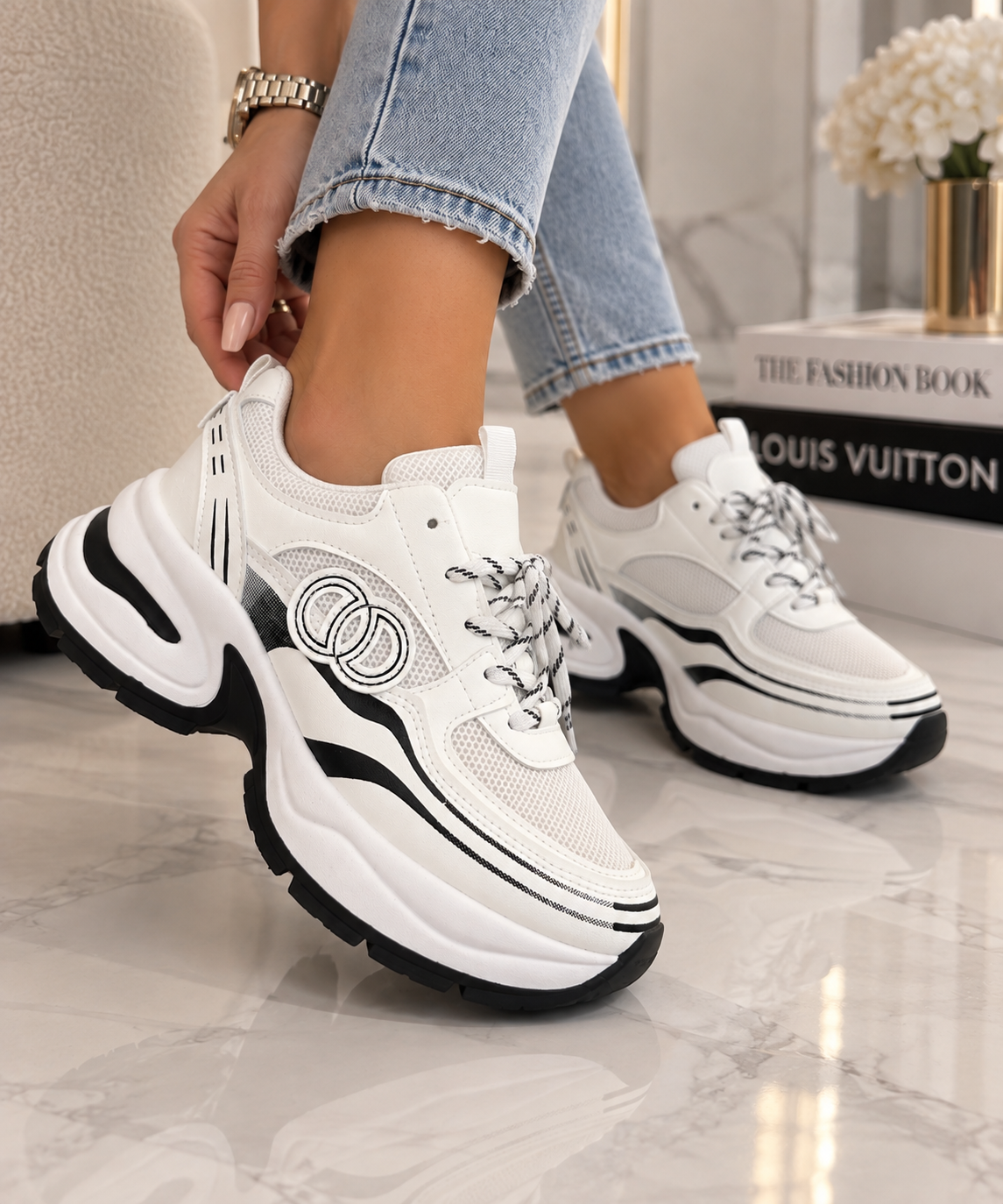 Pantofi Dama Sport din Piele Ecologica Albi Cod: 2MO-YO145 (A2)