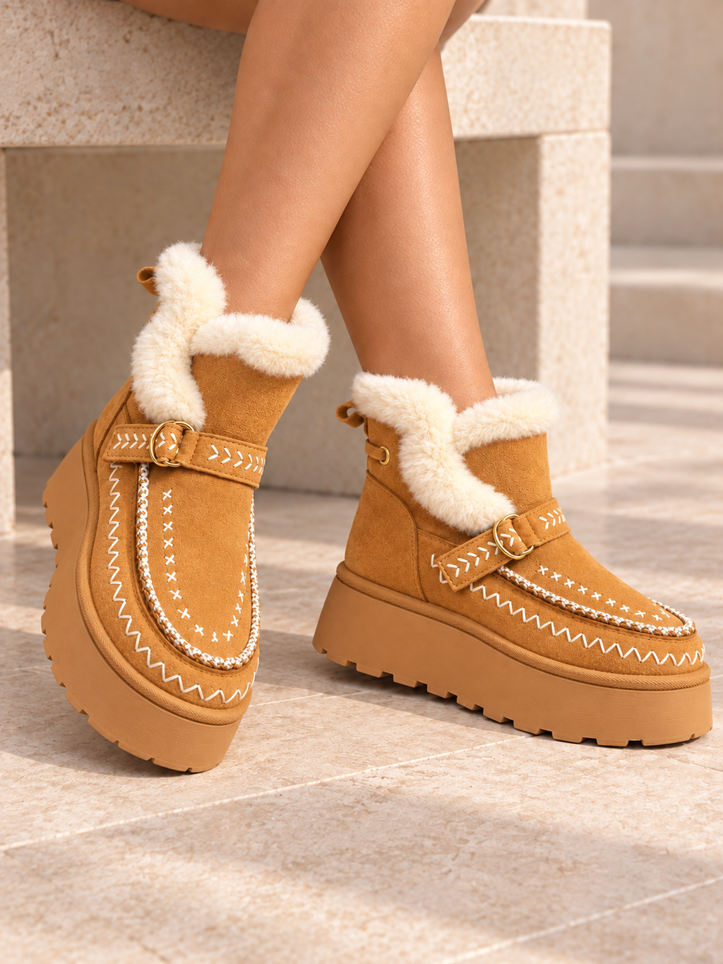 Ghete Dama din Piele Ecologica Intoarsa Maro Cod: NB776 (X02)
