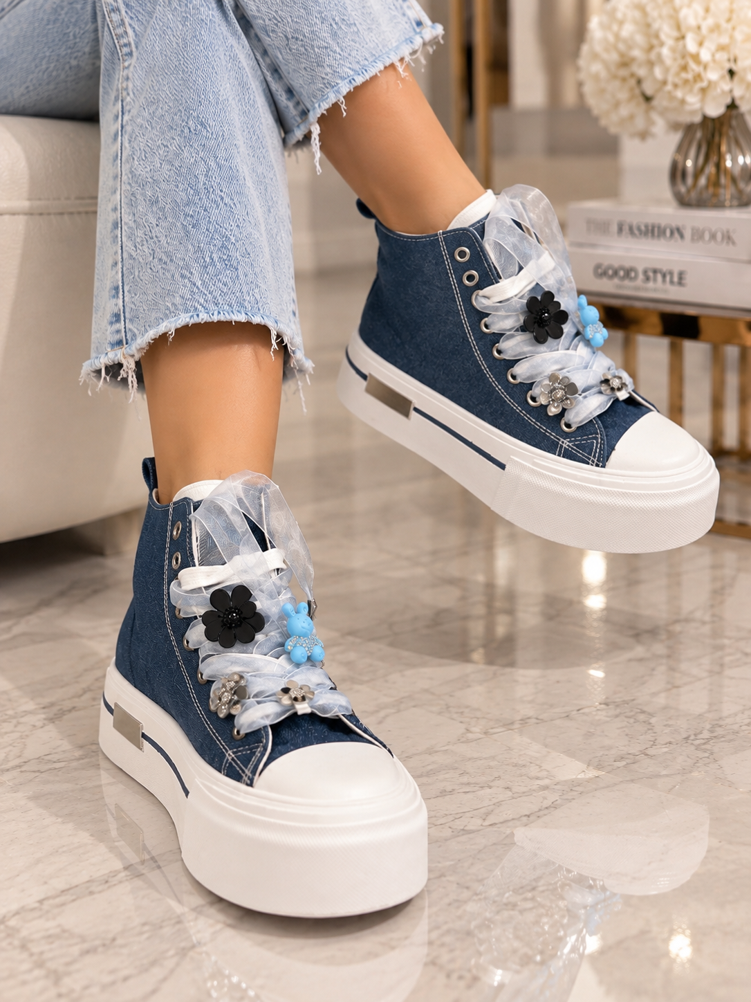 Sneakersi Dama din Denim Albastri Cod: LA310 (A1) Imagine secundară a produsului