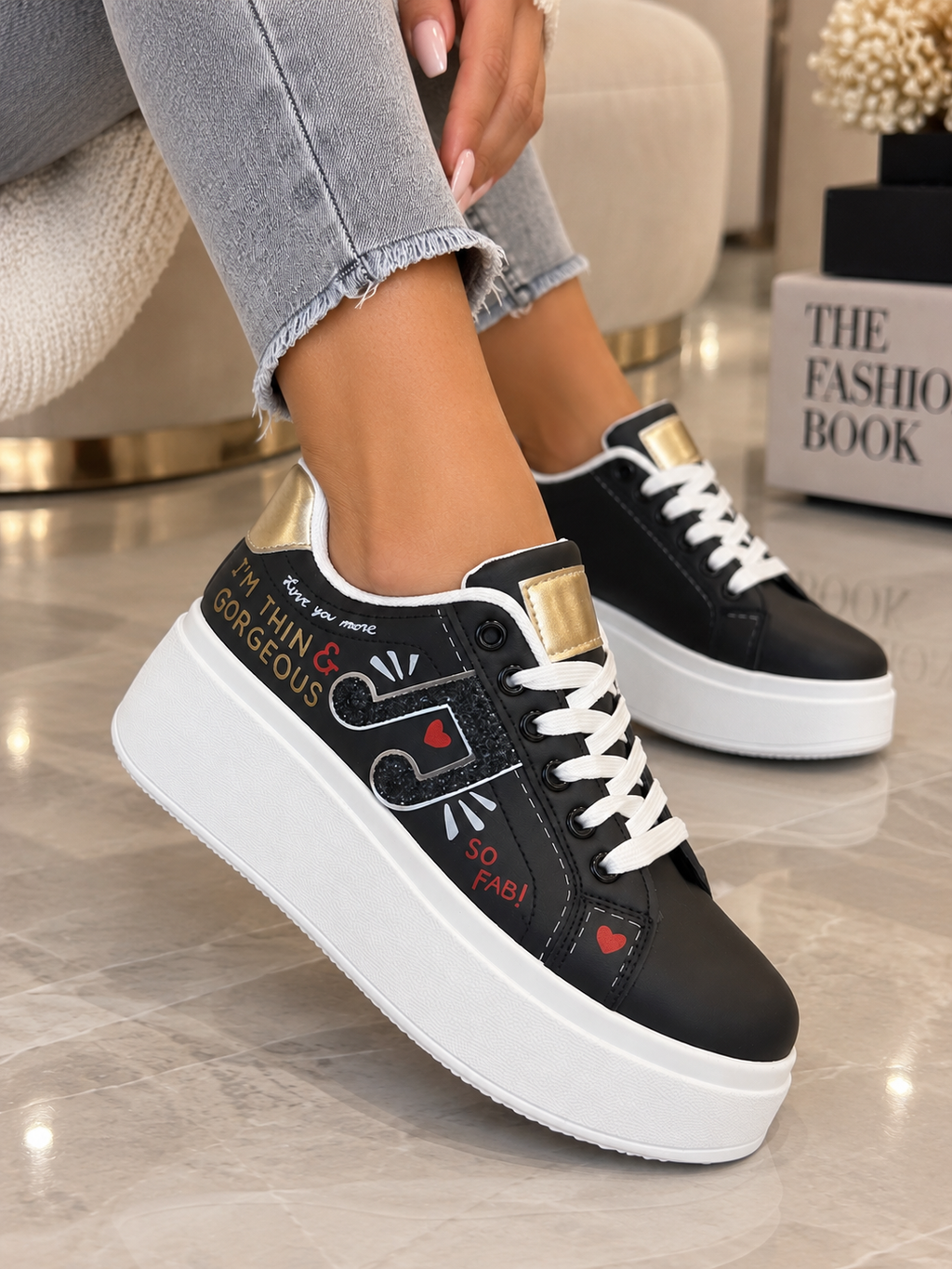 Pantofi Dama Sport din Piele Ecologica Negrii Cod: LA320 (B5)