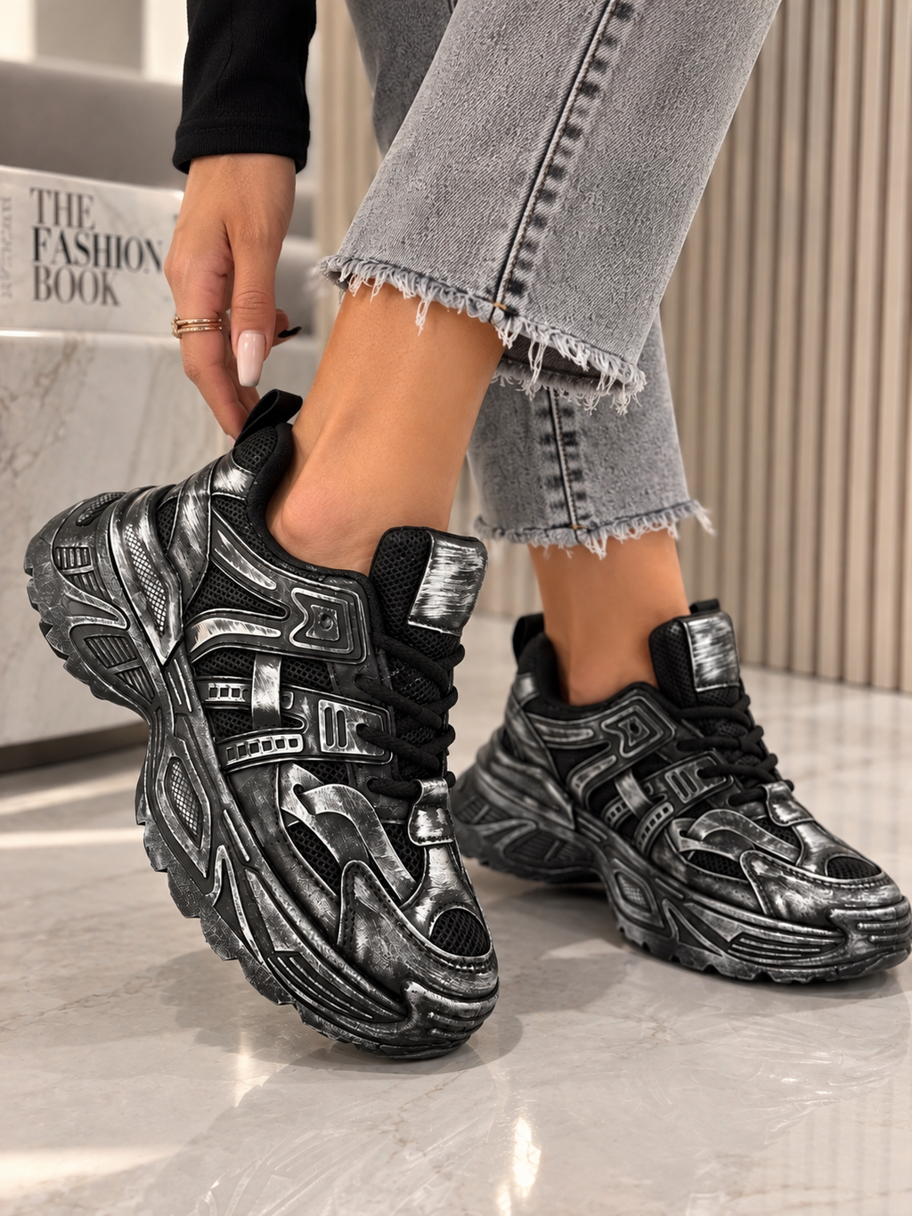 Pantofi Dama Sport din Piele Ecologica Negrii Cod: BL566 (A6)