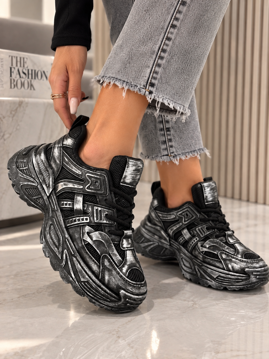 Pantofi Dama Sport din Piele Ecologica Negrii Cod: BL566 (A6)