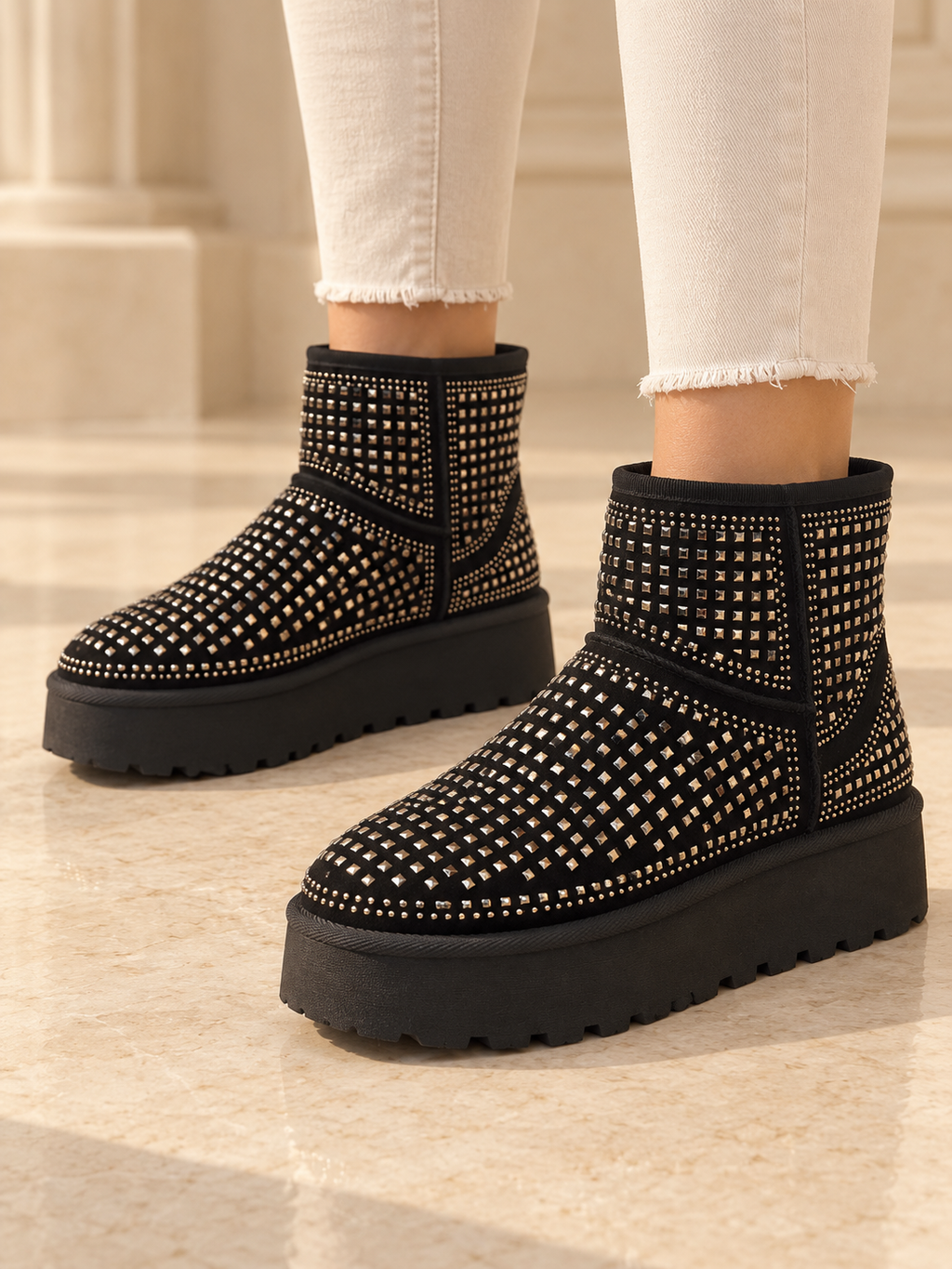 Ghete Dama din Piele Ecologica Intoarsa Negre Cod: B009 (E3)