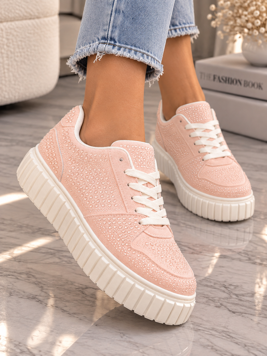 Pantofi Dama Sport din Piele Eco Intoarsa Roz Cod: LA335 (A2)