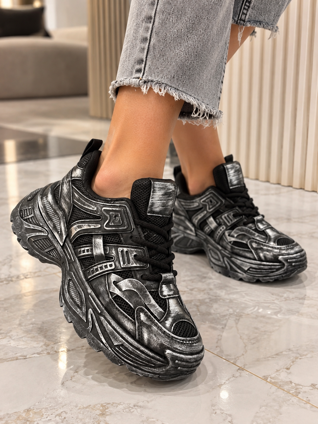 Pantofi Dama Sport din Piele Ecologica Negrii Cod: BL566 (A6) Imagine secundară a produsului