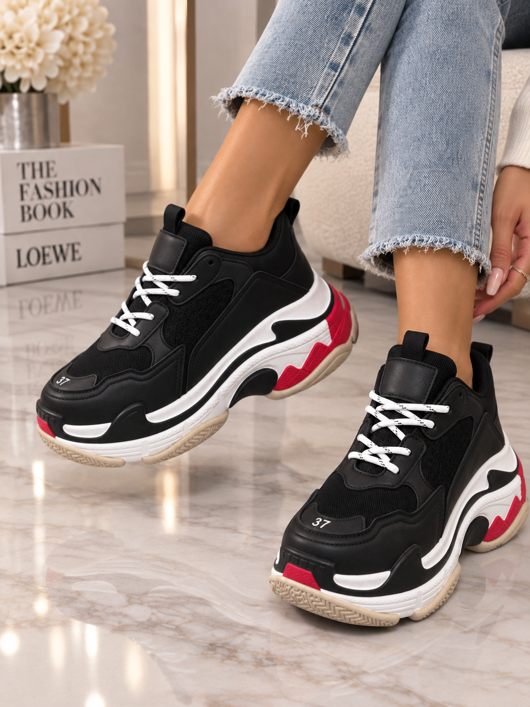 Pantofi Dama Sport din Piele Ecologica Negrii Cod: BL508P (A6)