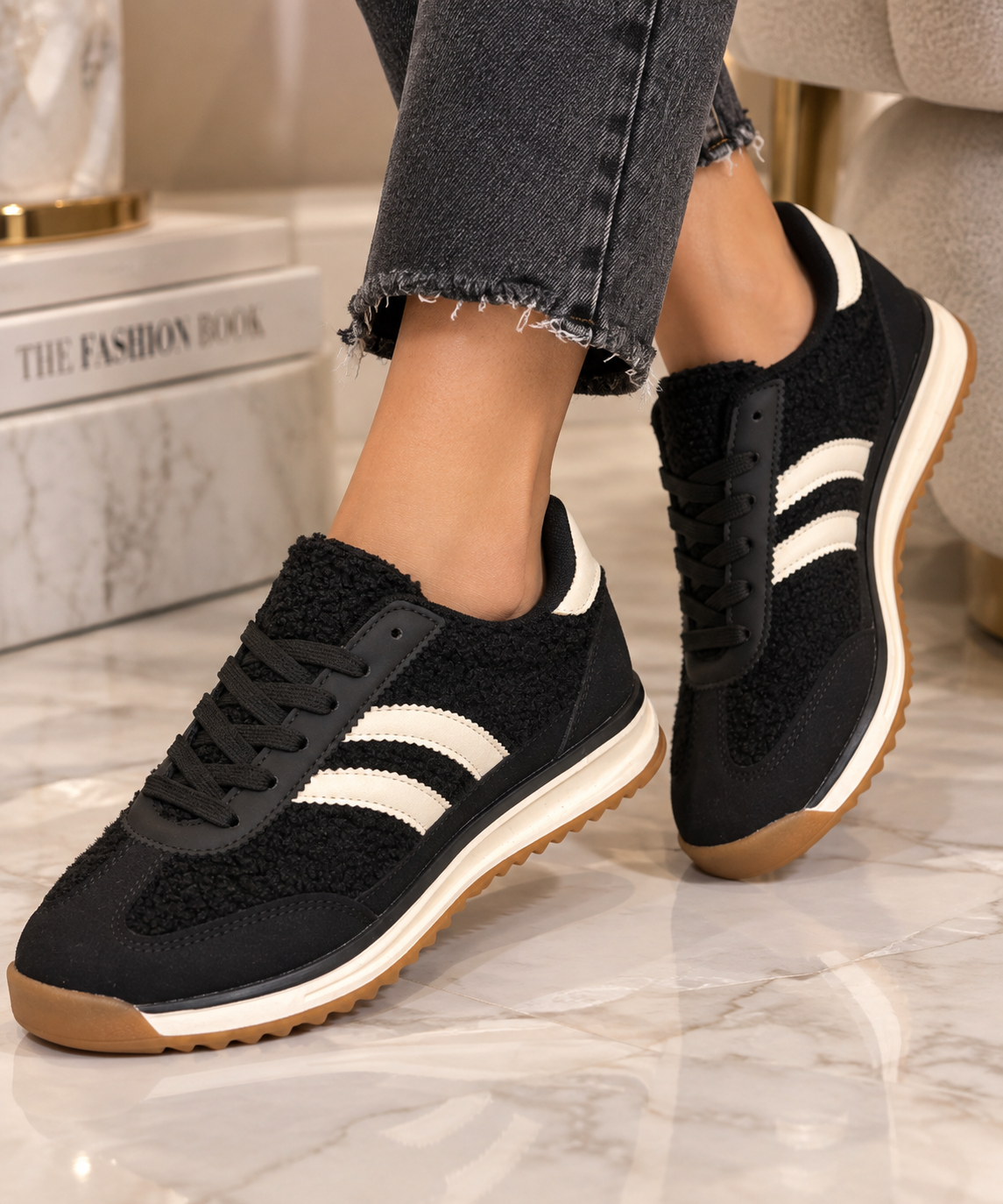 Pantofi Dama Sport din Piele Ecologica Negrii Cod: B323 (A9)