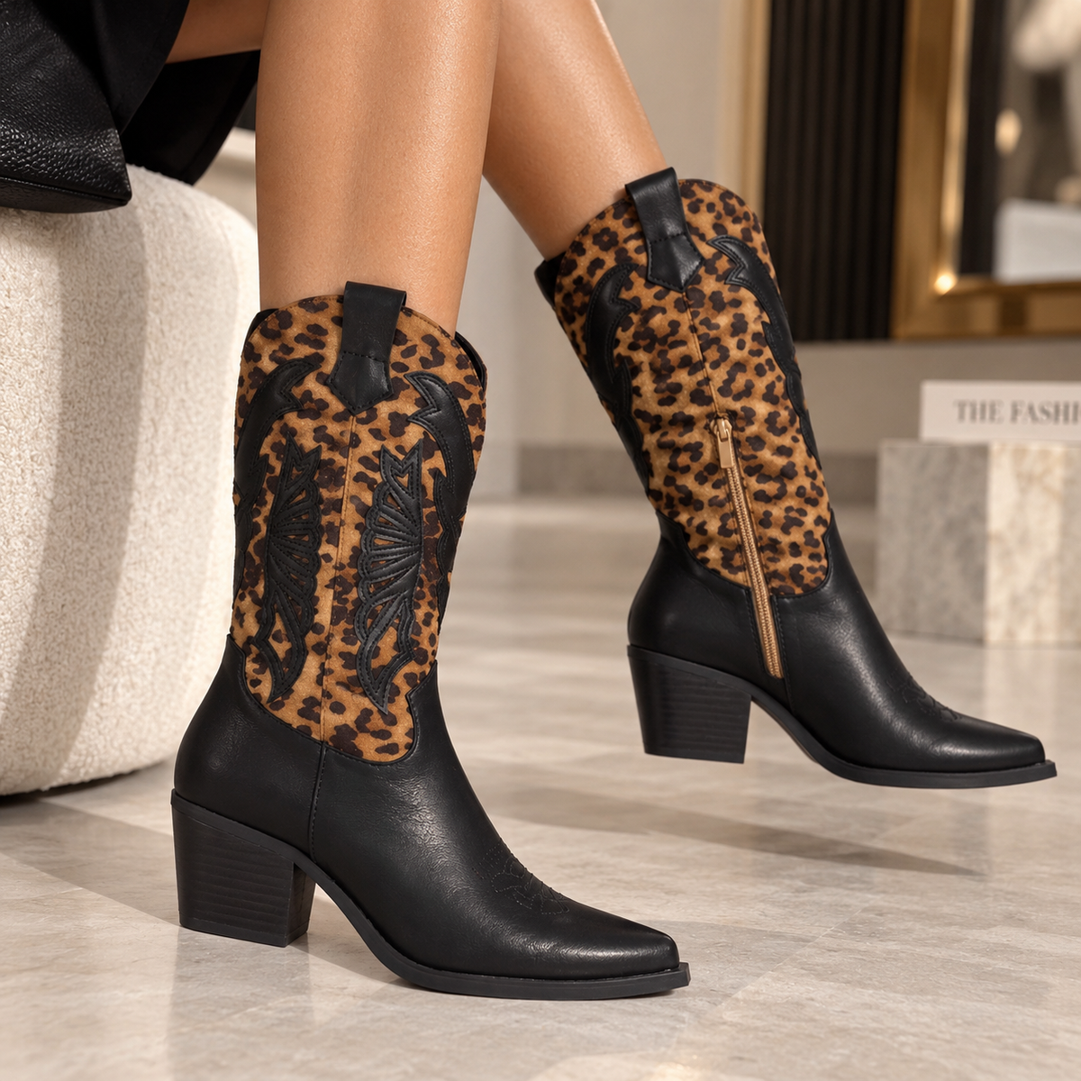 Ciocate Dama din Piele Ecologica Negre cu Print Cod: A9989 (A8) Imagine principală a produsului
