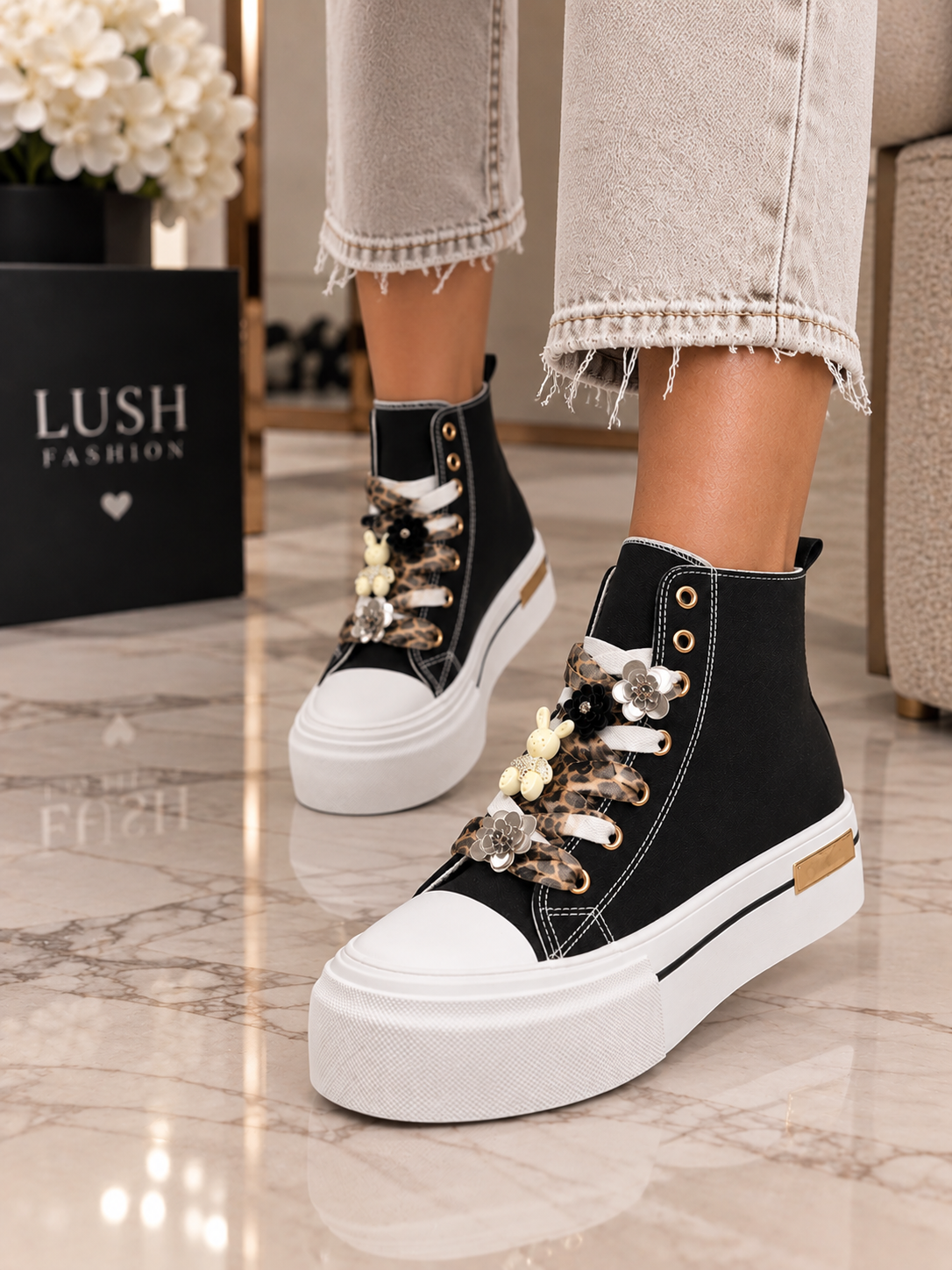 Sneakersi Dama din Denim Negrii Cod: LA310 (A3) Imagine secundară a produsului