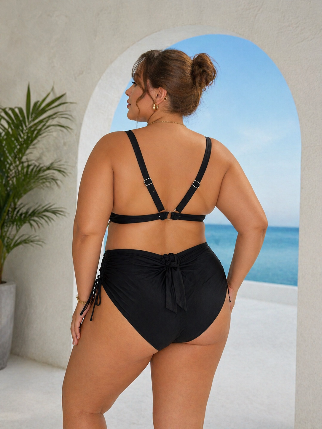 Costum de Baie din Doua Piese Negru Cod : LM042 (011) Imagine secundară a produsului