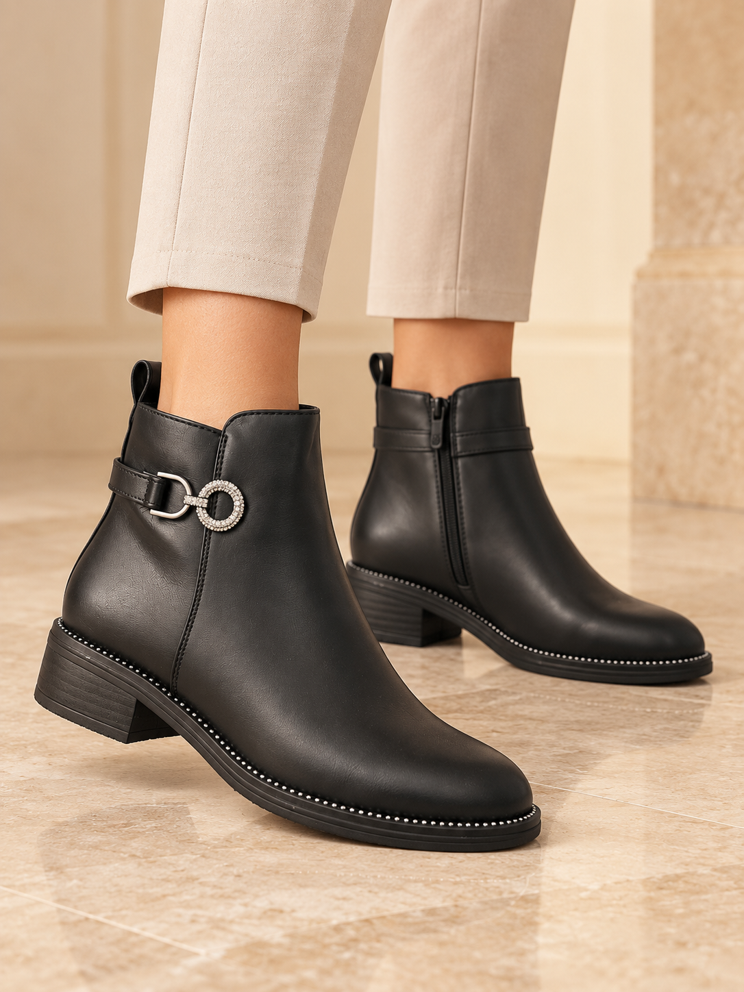Ghete Dama din Piele Ecologica Negre Cod: A10376 (X01)