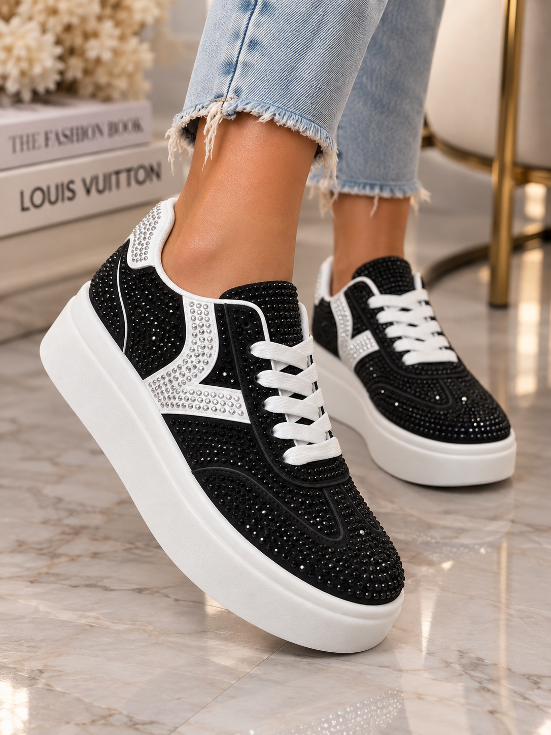 Pantofi Dama Sport din Piele Ecologica Negrii Cod: LA339 (A8)