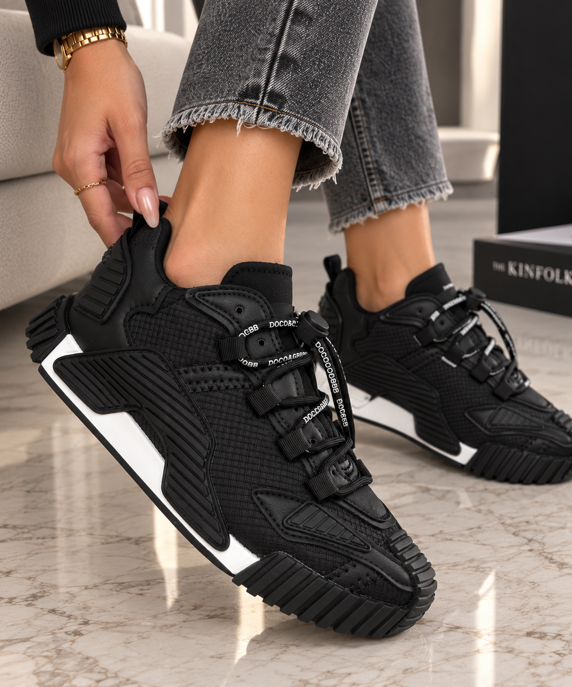 Pantofi Dama Sport din Piele Ecologica Negrii Cod: BL670P (A4)