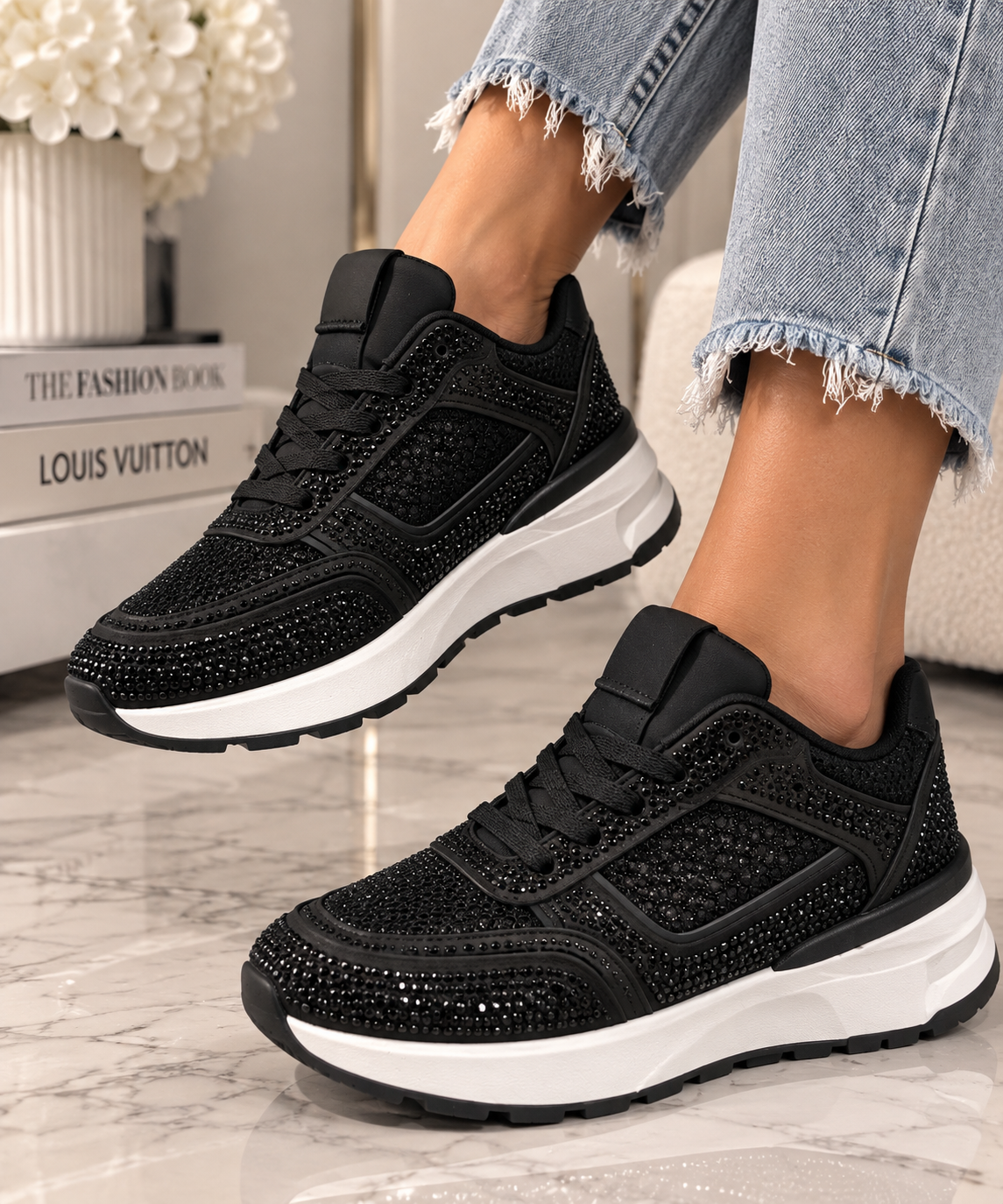Pantofi Dama Sport din Piele Ecologica Negrii Cod: LA838 (B2)