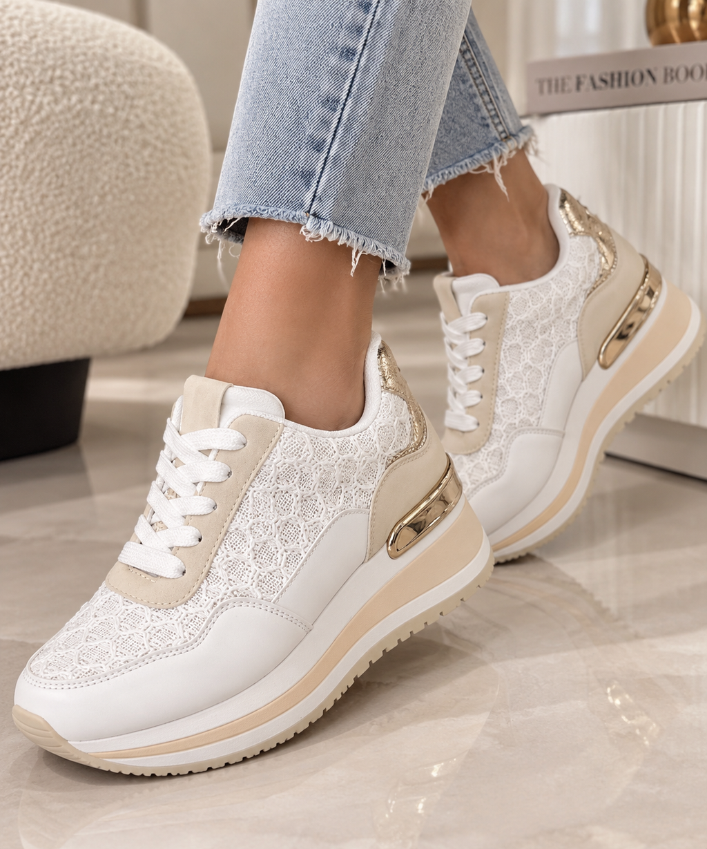 Pantofi Dama Sport din Piele Ecologica Bej Cod: AD-187 (B4)