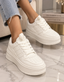 Pantofi Dama Sport din Piele Ecologica Albi Cod: RE32 (A1)