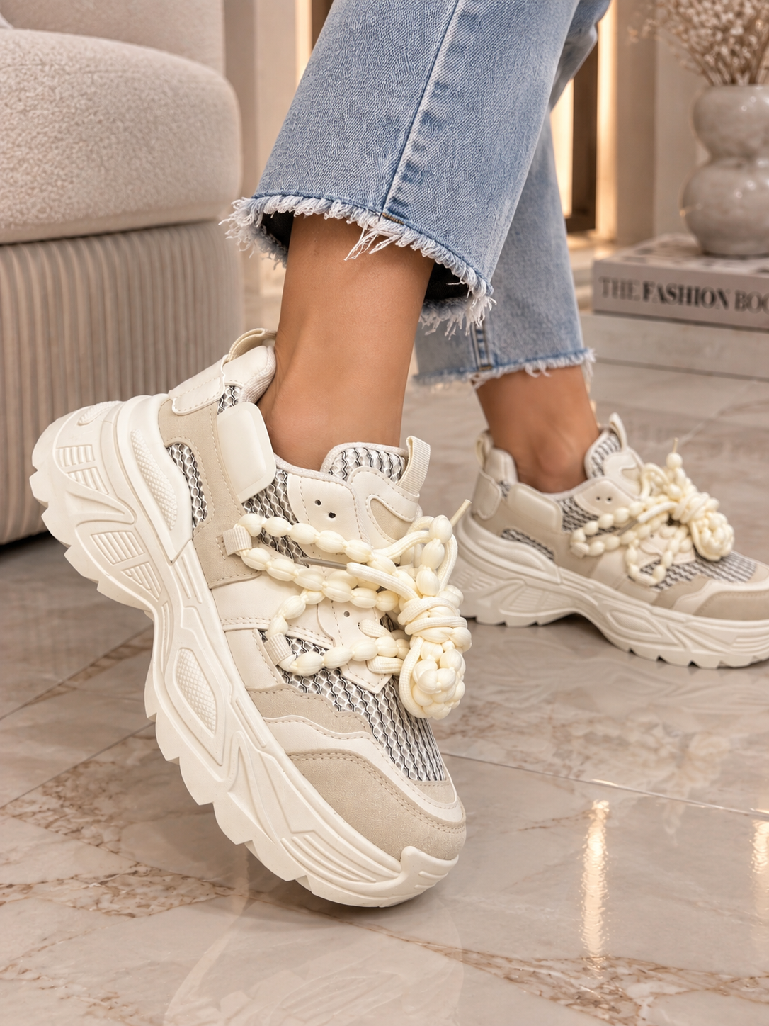 Pantofi Dama Sport din Piele Ecologica Bej  Cod: BL569 (A4)