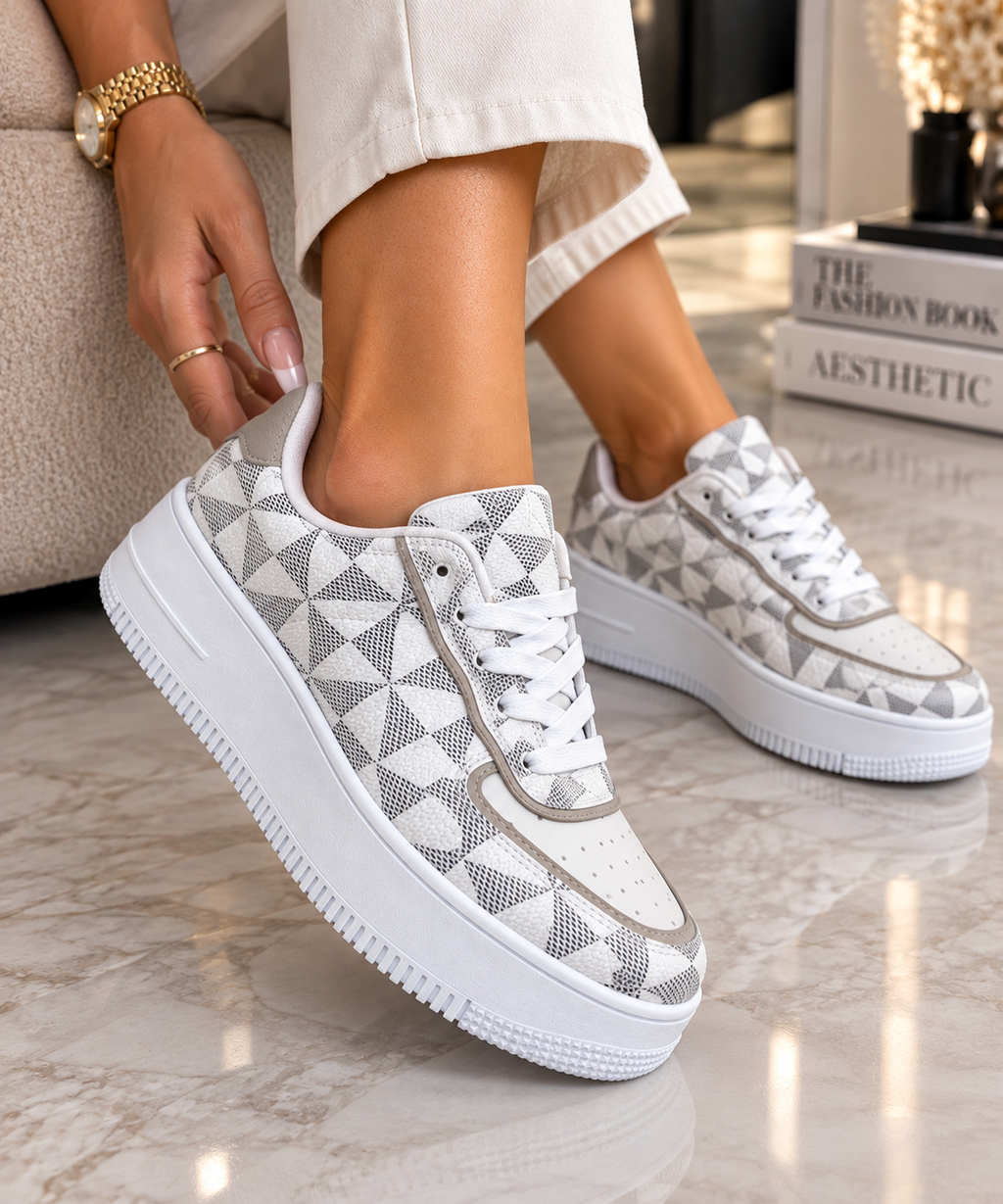 Pantofi Dama Sport din Piele Ecologica Albi Cod: 0006 (A6)