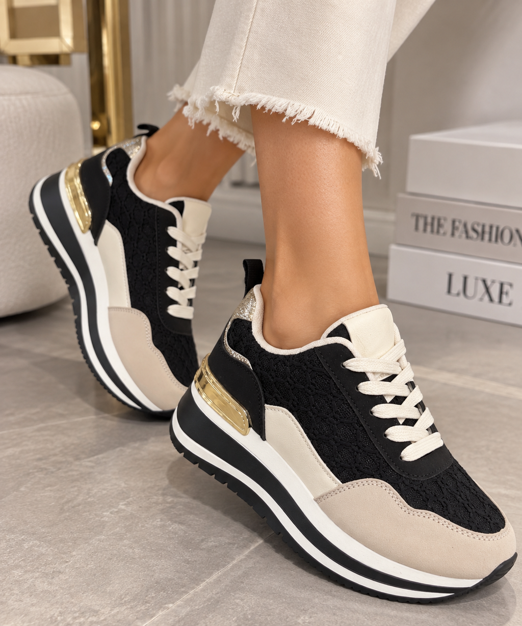 Pantofi Dama Sport din Piele Ecologica Negrii Cod: AD-187 (B7)