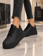 Pantofi Dama Sport din Piele Ecologica Negrii Cod: RE32 (A2)