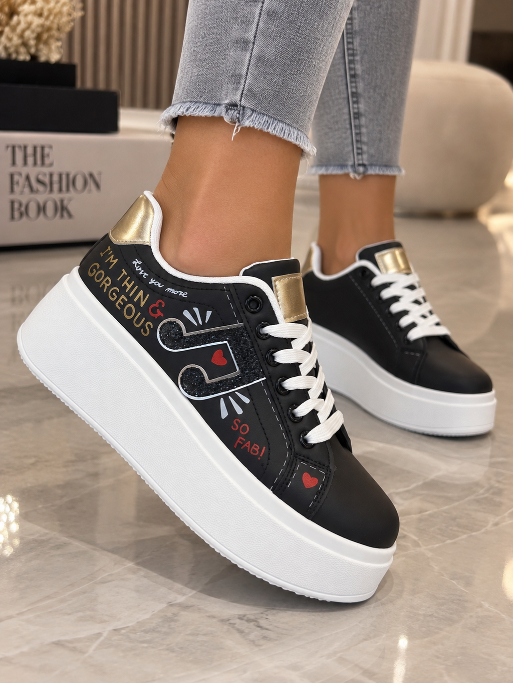 Pantofi Dama Sport din Piele Ecologica Negrii Cod: LA320 (B5)