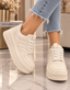 Pantofi Dama Sport din Piele Ecologica Bej Cod: RE32 (A3)