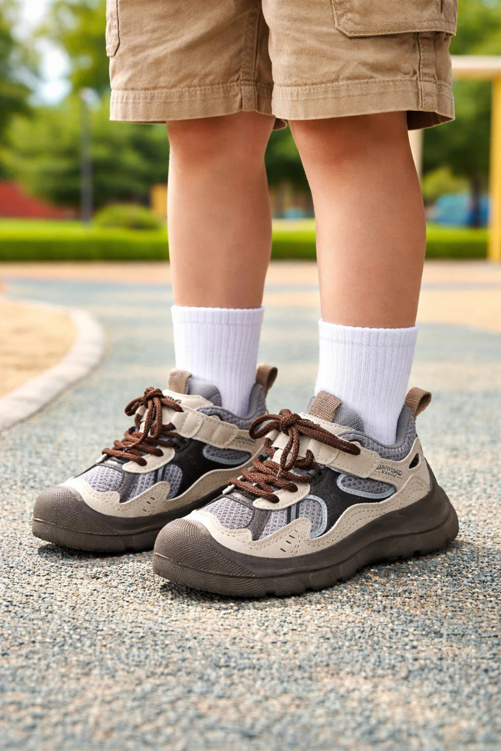 Pantofi Sport Copii din Piele Ecologica Gri Cod: T843-2 (X03)