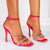 Sandale Dama cu Toc Roz din Piele Eco Satinata Cod: H702 (T1)
