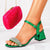 Sandale Dama cu Toc Verzi din Piele Eco Satinata Cod: Y534 (T2)