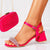 Sandale Dama cu Toc Roz din Piele Eco Satinata Cod: Y534 (Q3)